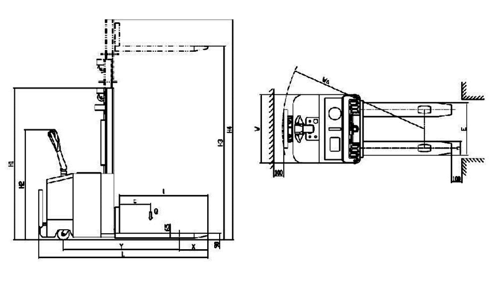 FSEM(I) full electric stacker drawing